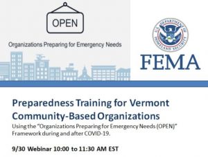 Preparedness Training for Vermont Community-Based Organizations @ Remote